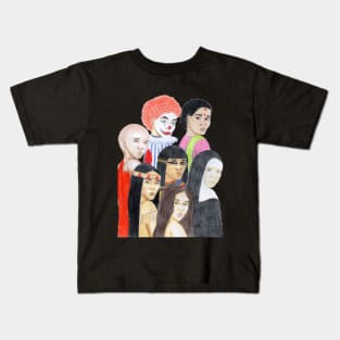 Many Faces, Many Lives- Dark Red Kids T-Shirt